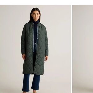 Featherless Quilted Puffer Long Coat - Pine Green Large